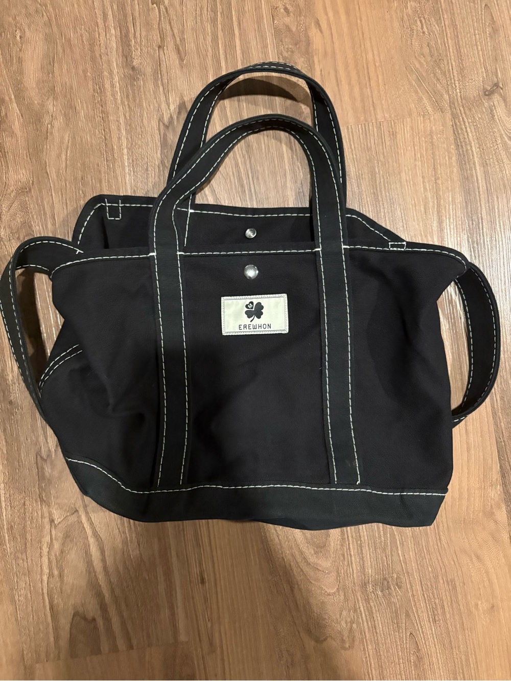 Erewhon x Merci Black Canvas Tote Bag with Contrast Stitching - Picture 2 of 3